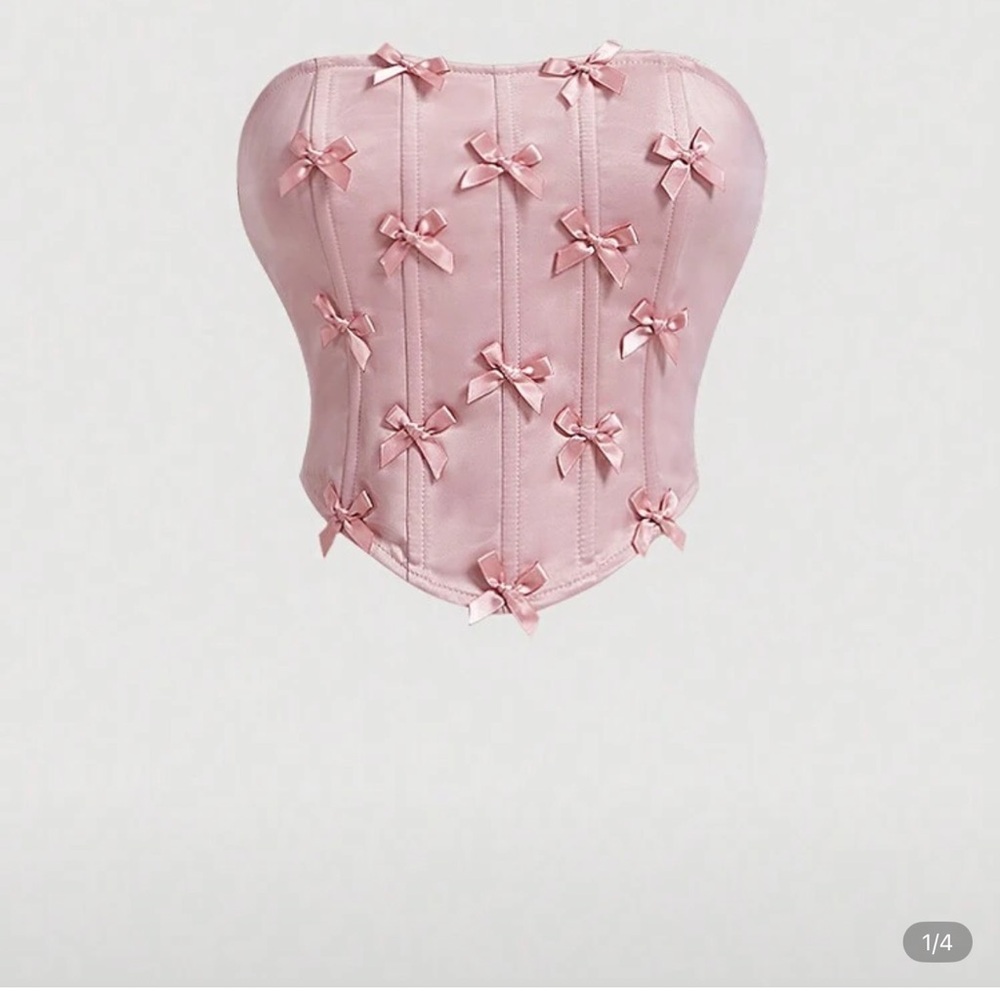 SHEIN Pink Bow Decor Crop Top